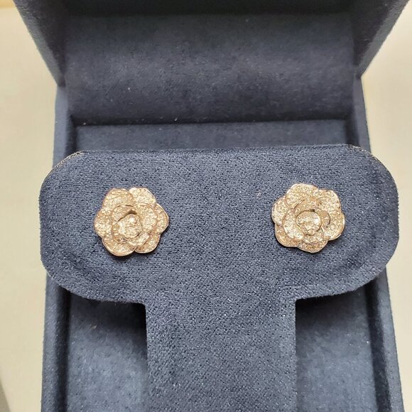 Enchanted Disney Fine Diamond Cinderella 70th Anniversary Flower Stud Earrings - Picture 6 of 6
